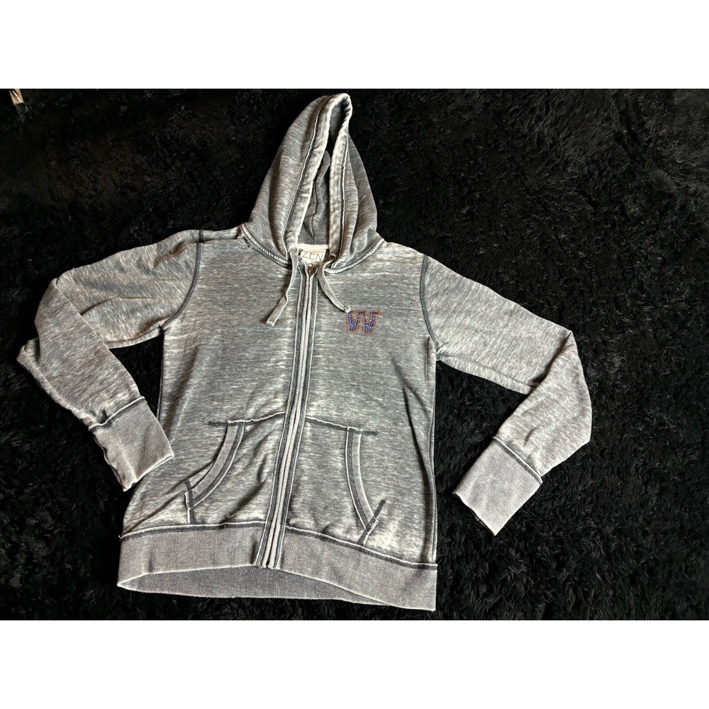 Zen by J. America Womens Whiteland Warriors Faded Gray Hoodie Size XL Distress